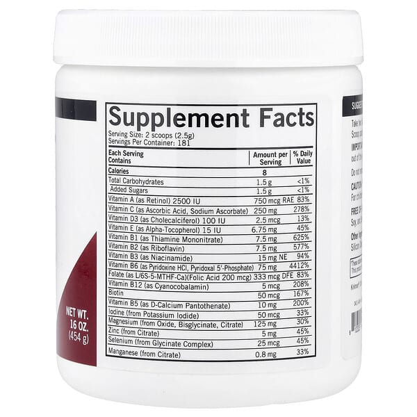 Alternative view of Kirkman Labs, Super Nu-Thera® Powder With Extra P5P, Natural Lemon, 16 oz (454 gm)