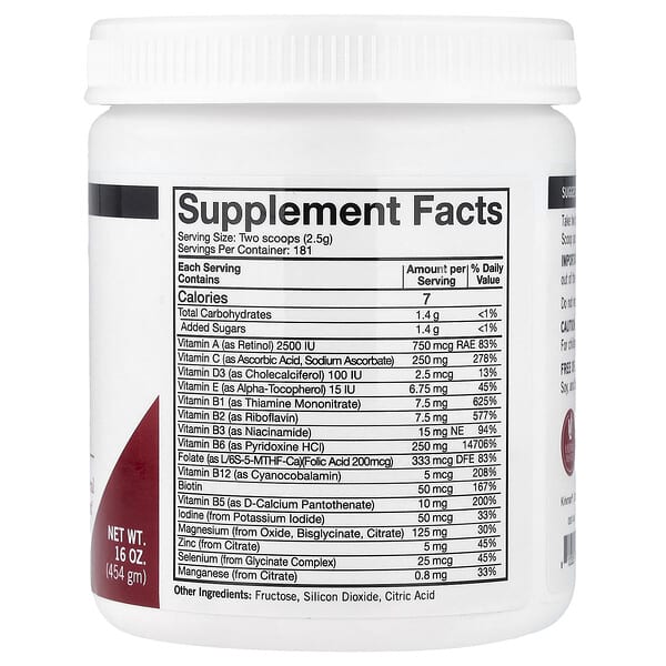 Alternative view of Kirkman Labs, Super Nu-Thera® Sweetened Powder, 16 oz (454 gm)