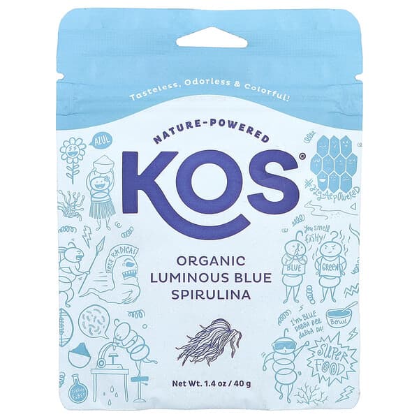 KOS, Organic Luminous Blue Spirulina Powder, 1.4 oz (40 g)