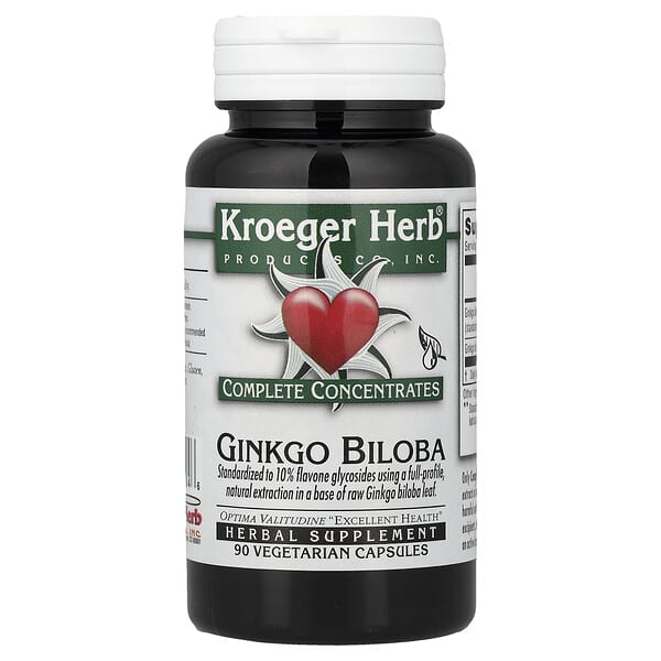 Kroeger Herb Co, Complete Concentrates, Ginkgo Biloba, 90 Vegetarian Capsules