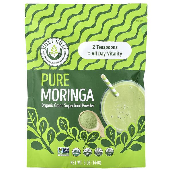 Kuli Kuli, Pure Moringa, Organic Green Superfood Powder, Caffeine Free, 5 oz (144 g)