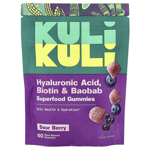 Kuli Kuli, Superfood Gummies, Sour Berry, 60 Plant-Based Gummies