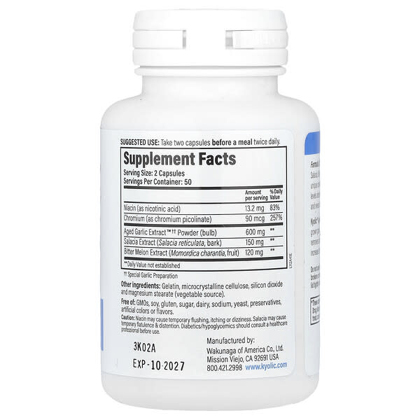 Alternative view of Kyolic, Aged Garlic Extract™, Blood Sugar Balance, Formula 112, 100 Capsules