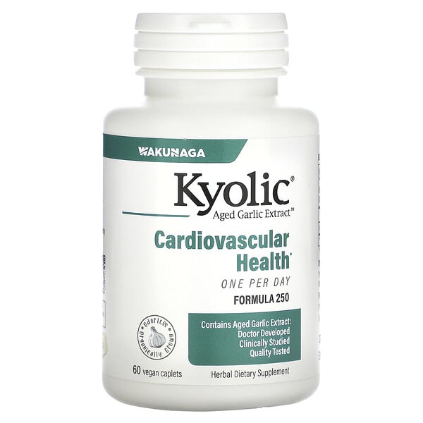 Kyolic, Aged Garlic Extract, Cardiovascular Health, One Per Day, Formula 250, 60 Vegan Caplets (1,000 mg per Capsule)