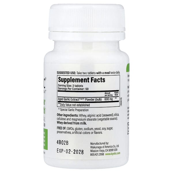 Alternative view of Kyolic, Aged Garlic Extract™, Cardiovascular Health, Original, Formula 100, 100 Tablets (300 mg per Tablet)