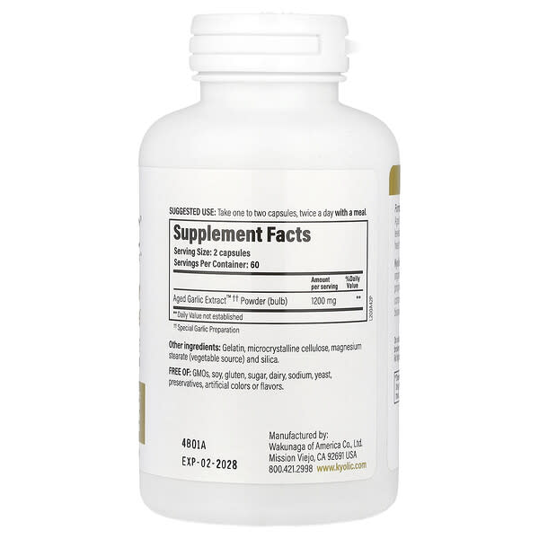 Alternative view of Kyolic, Aged Garlic Extract™, Cardiovascular & Immune, Reserve Formula 200, 120 Capsules (600 mg per Capsule)
