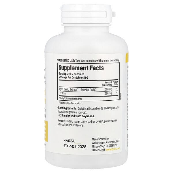 Alternative view of Kyolic, Aged Garlic Extract™, Cholesterol Health, Formula 104, 200 Capsules