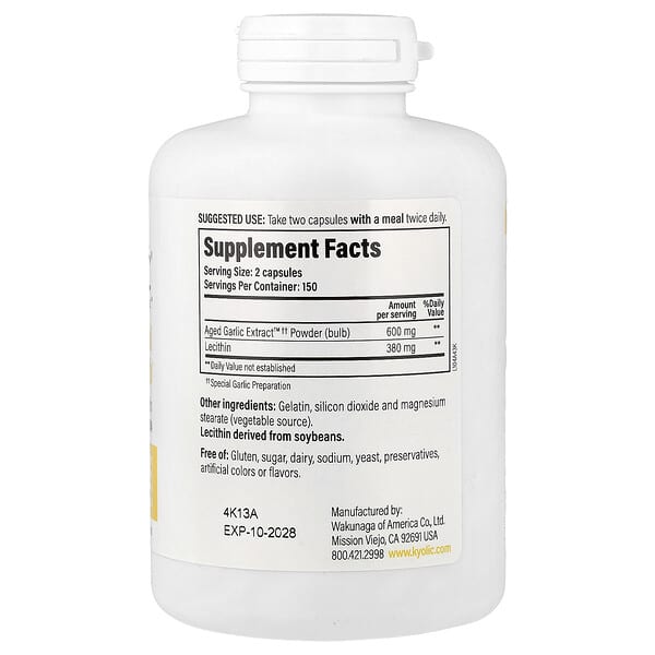 Alternative view of Kyolic, Aged Garlic Extract™, Cholesterol Health, Formula 104, 300 Capsules