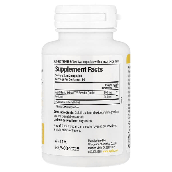 Alternative view of Kyolic, Aged Garlic Extract™, Cholesterol Health with Lecithin, Formula 104, 100 Capsules