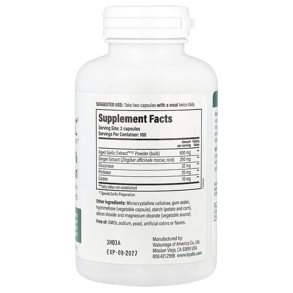 Alternative view of Kyolic, Aged Garlic Extract™, Cleanse & Digestion, Formula 102, 200 Veggie Capsules