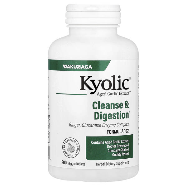 Kyolic, Aged Garlic Extract™, Cleanse & Digestion, Formula 102, 200 Veggie Tablets