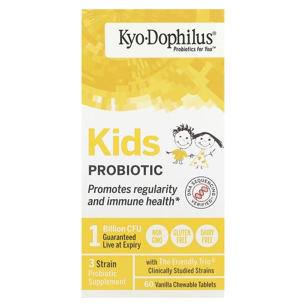 Kyolic, Kids Probiotic, Vanilla, 1 Billion CFU, 60 Chewable Tablets