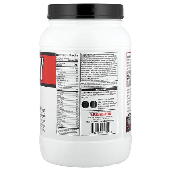 Alternative view of Labrada Nutrition, Lean Body®, Protein Shake Drink Mix, Chocolate, 2.47 lb (1,120 g)