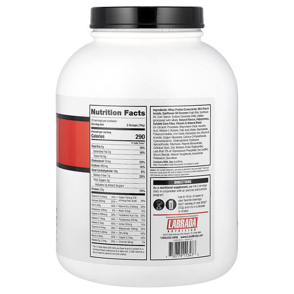 Alternative view of Labrada Nutrition, Lean Body, Protein Shake Drink Mix, Chocolate, 4.63 lb (2,100 g)