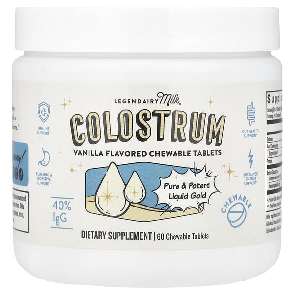 Legendairy Milk, Colostrum, Vanilla, 60 Chewable Tablets