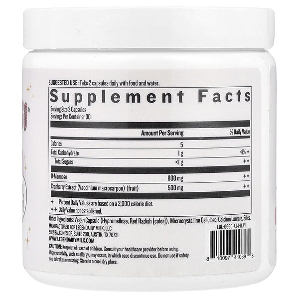 Alternative view of Legendairy Milk, Girl's Gotta Go™, Urinary Tract Health, 60 Vegan Capsules