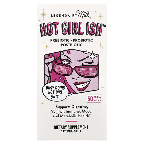 Legendairy Milk, Hot Girl Ish™, Prebiotic, Probiotic, Postbiotic, 50 Billion CFU, 30 Vegan Capsules 1 Legendairy Milk, Hot Girl Ish™, Prebiotic, Probiotic, Postbiotic, 50 Billion CFU, 30 Vegan Capsules