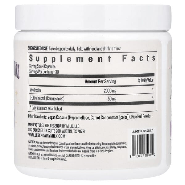 Alternative view of Legendairy Milk, Myo & D-Chiro Inositol , 120 Vegan Capsules