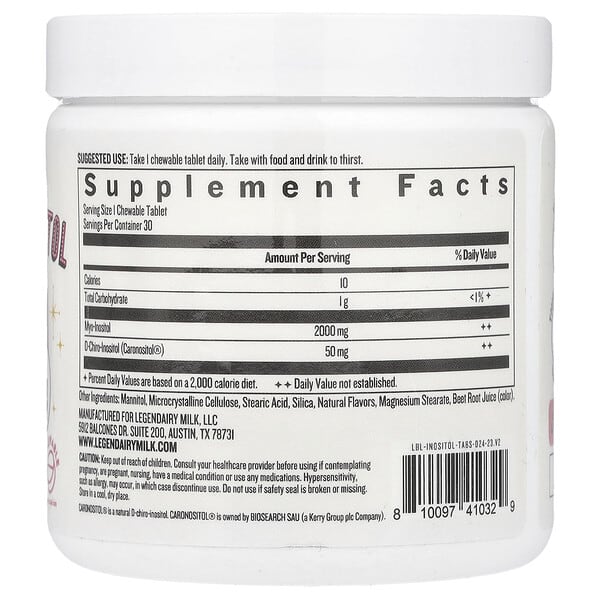 Alternative view of Legendairy Milk, Myo & D-Chiro Inositol, Cherry, 30 Vegan Chewable Tablets
