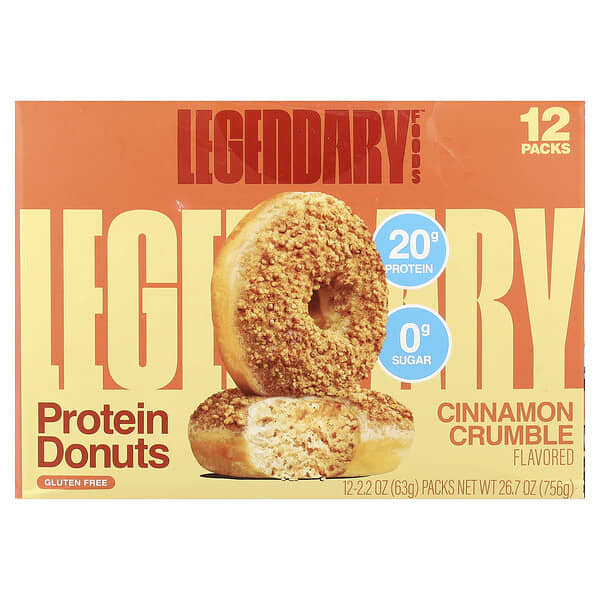 Legendary Foods, Protein Donuts, Cinnamon Crumble, 12 Packs, 2.2 oz (63 g) Each