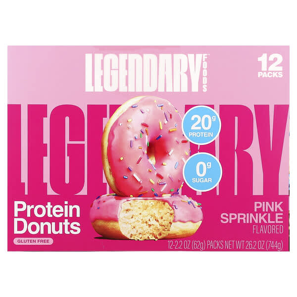 Legendary Foods, Protein Donuts, Pink Sprinkle, 12 Packs, 2.2 oz (62 g) Each
