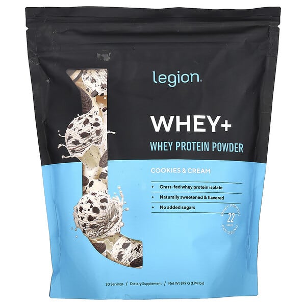Legion Athletics, Whey+, Whey Protein Powder, Cookies & Cream, 1.94 lbs (879 g)