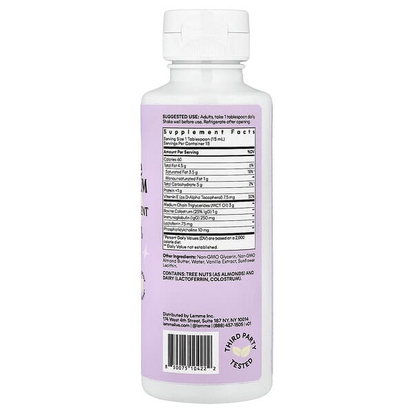 Alternative view of Lemme, Colostrum, Liposomal Liquid Supplement, Vanilla Creme, 7.6 fl oz (225 ml)