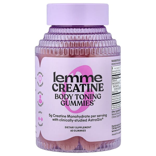 Lemme, Creatine, Body Toning Gummies, Sour Strawberry, 60 Gummies