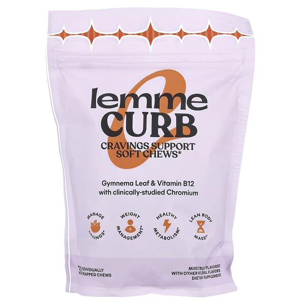 Lemme, Curb, Cravings & Lean Body Mass Support Soft Chews, Mixed Fruit, 30 Individually Wrapped Chews