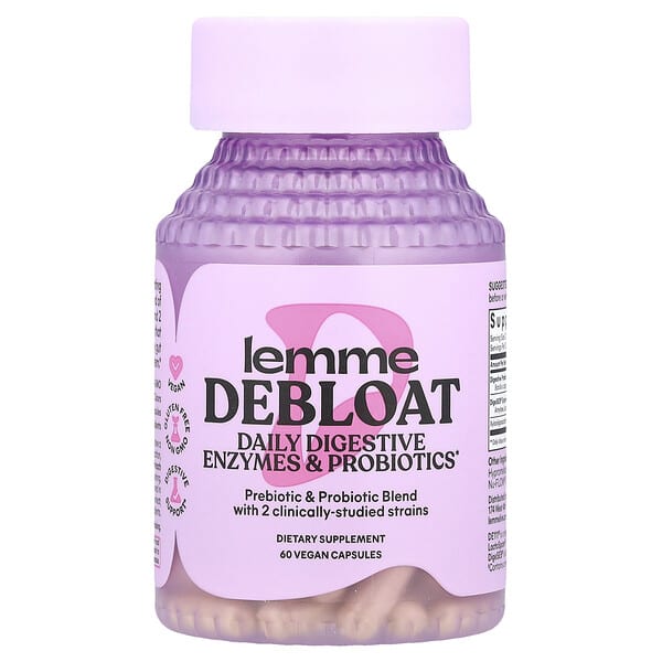 Lemme, Debloat, Daily Digestive Enzymes & Probiotics, 60 Vegan Capsules 3 Lemme, Debloat, Daily Digestive Enzymes & Probiotics, 60 Vegan Capsules