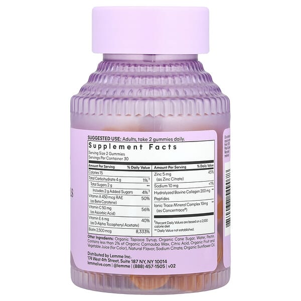 Alternative view of Lemme, Glow, Hair, Skin & Nails Gummies, Peach, 60 Gummies