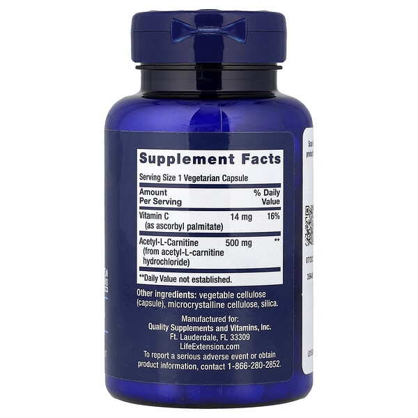 Alternative view of Life Extension, Acetyl-L-Carnitine, 100 Vegetarian Capsules
