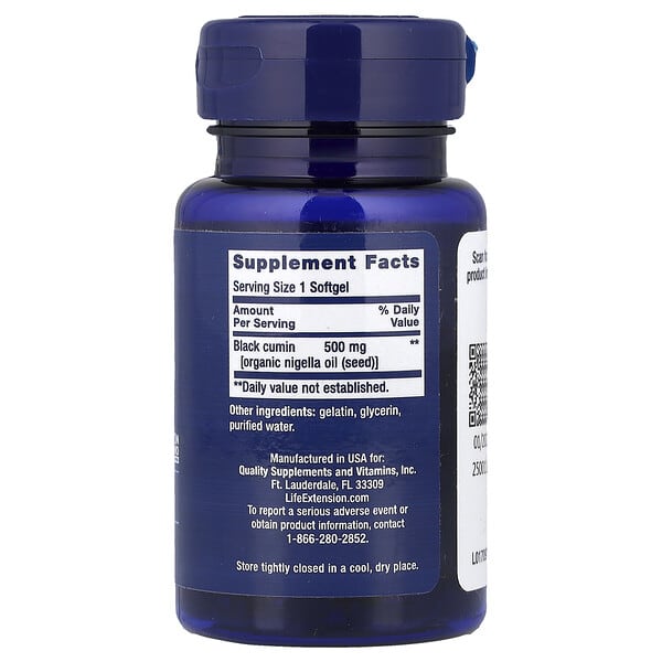 Alternative view of Life Extension, Black Cumin Seed Oil, 60 Softgels (500 mg per Softgel)