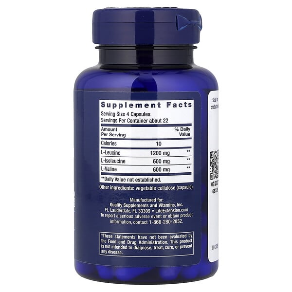 Alternative view of Life Extension, Branched Chain Amino Acids, Free Form, 90 Capsules