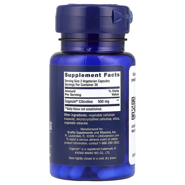 Alternative view of Life Extension, Citicoline (CDP-Choline), 60 Vegetarian Capsules (250 mg per Capsule)
