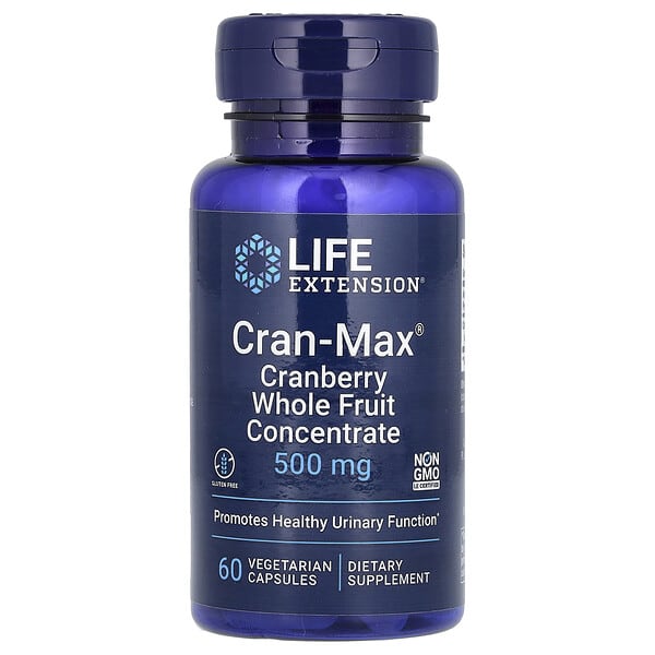 Life Extension, Cran-Max, Cranberry Whole Fruit Concentrate, 500 mg, 60 Vegetarian Capsules