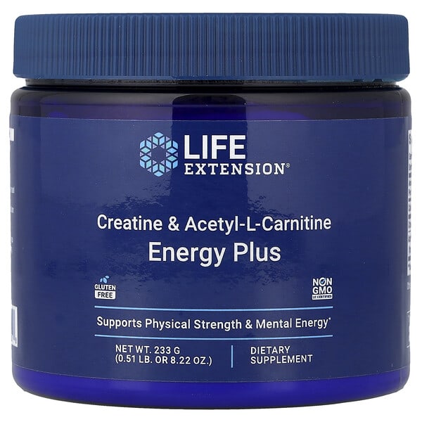 Life Extension, Creatine & Acetyl-L-Carnitine, Energy Plus, 0.51 lb (233 g)