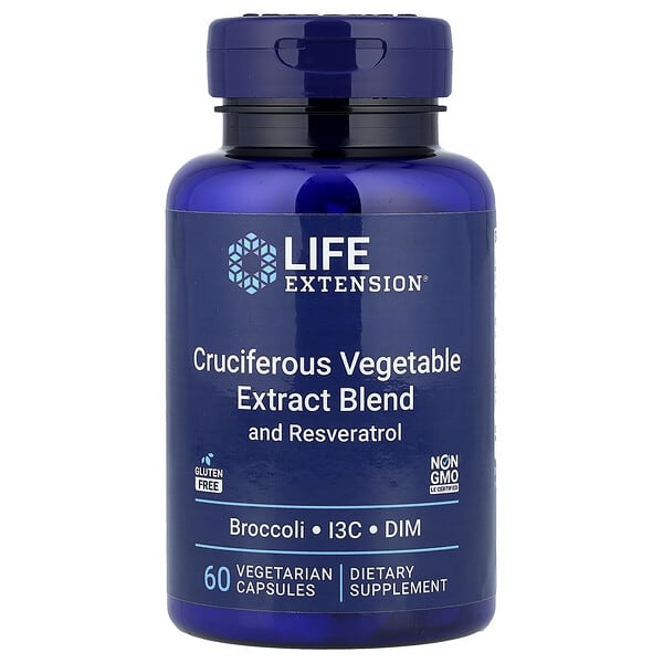 Life Extension, Cruciferous Vegetable Extract Blend with Resveratrol, 60 Vegetarian Capsules
