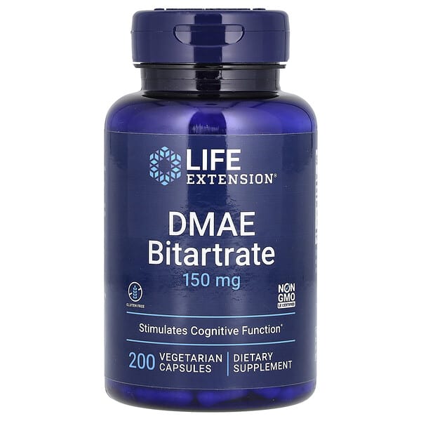 Life Extension, DMAE Bitartrate, 150 mg, 200 Vegetarian Capsules