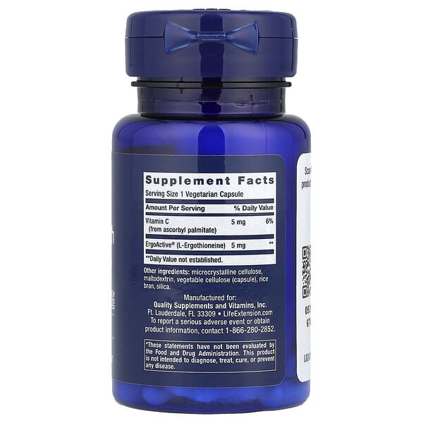 Alternative view of Life Extension, Essential Youth L-Ergothioneine, 5 mg, 30 Vegetarian Capsules