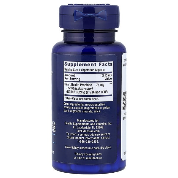 Alternative view of Life Extension, FLORASSIST® Probiotic Heart Health, 60 Vegetarian Capsules (74 mg per Capsule)
