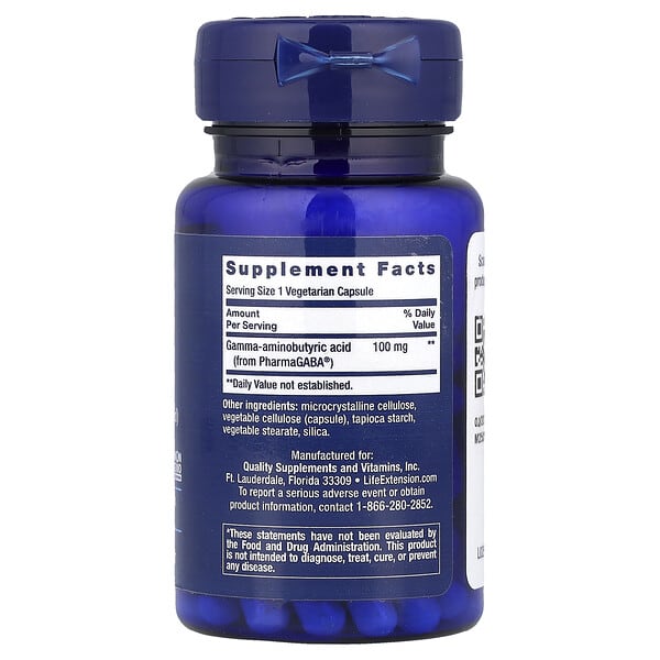 Alternative view of Life Extension, GABA, 60 Vegetarian Capsules