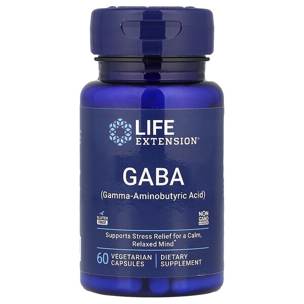 Life Extension, GABA, 60 Vegetarian Capsules