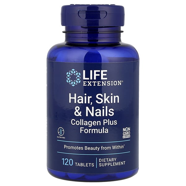 Life Extension, Hair, Skin & Nails, Collagen Plus Formula, 120 Tablets