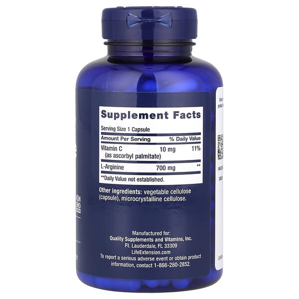 Alternative view of Life Extension, L-Arginine Caps, 700 mg, 200 Capsules