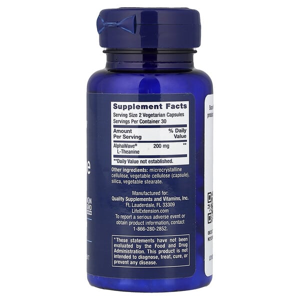 Alternative view of Life Extension, L-Theanine, 60 Vegetarian Capsules (100 mg per Capsule)