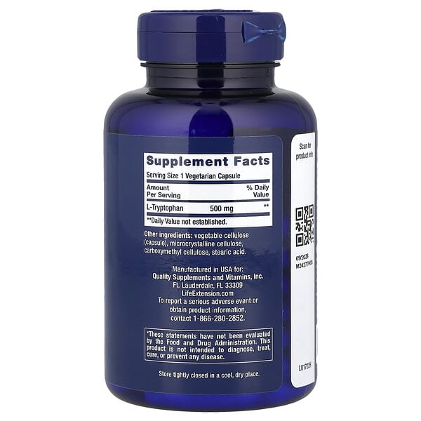 Alternative view of Life Extension, L-Tryptophan, 500 mg, 90 Vegetarian Capsules