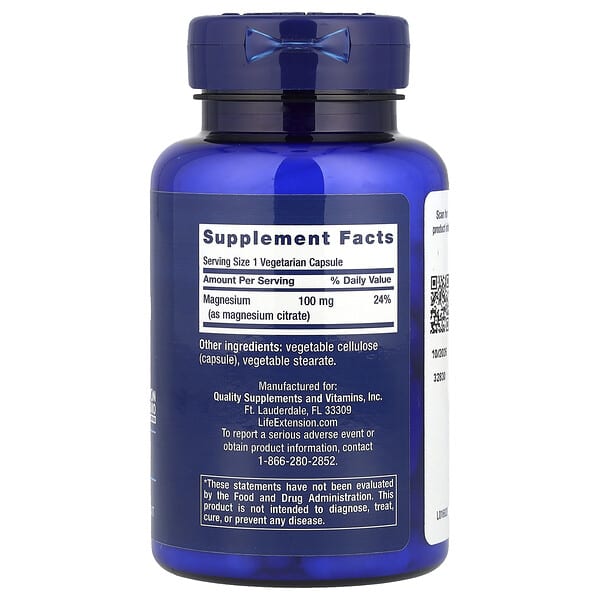 Alternative view of Life Extension, Magnesium (Citrate), 100 mg, 100 Vegetarian Capsules