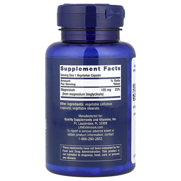 Alternative view of Life Extension, Magnesium Glycinate, 90 Vegetarian Capsules (105 mg per Capsule)
