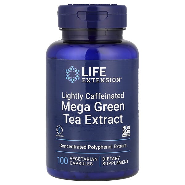 Life Extension, Mega Green Tea Extract, Lightly Caffeinated, 100 Vegetarian Capsules (725 mg per Capsule)